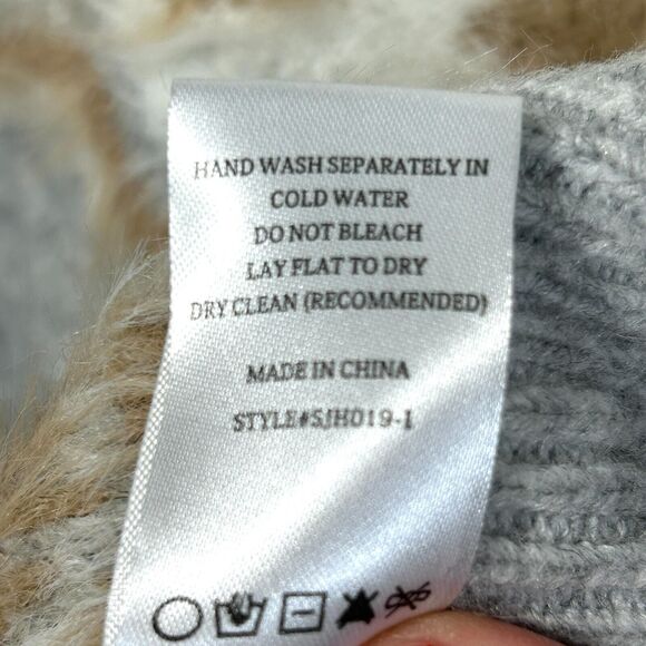 FATE Stitch Fix Wool Blend Sweater Womens S Fuzzy Knit Grey Fair Isle - Picture 6 of 9